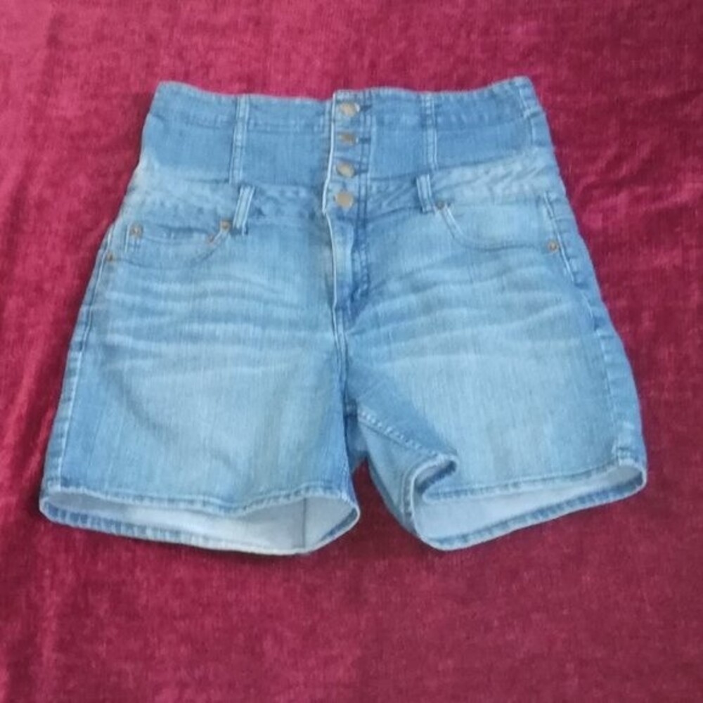 Forever 21 High Waisted Button Front Denim Shorts Size 29